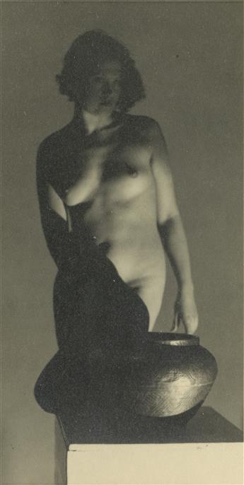 FRANTIŠEK DRTIKOL (1868-1944) Pair of real photo postcard nude studio studies.